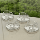 Jogo de Xícaras de Café Cristal Com Pires Coração Pearl 4 Peças - 85ml